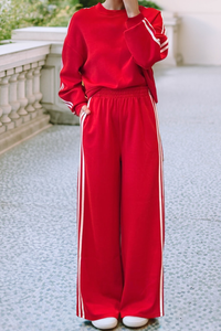 LDC Striped Crewneck Pullover Sweatpants 2pcs Outfit