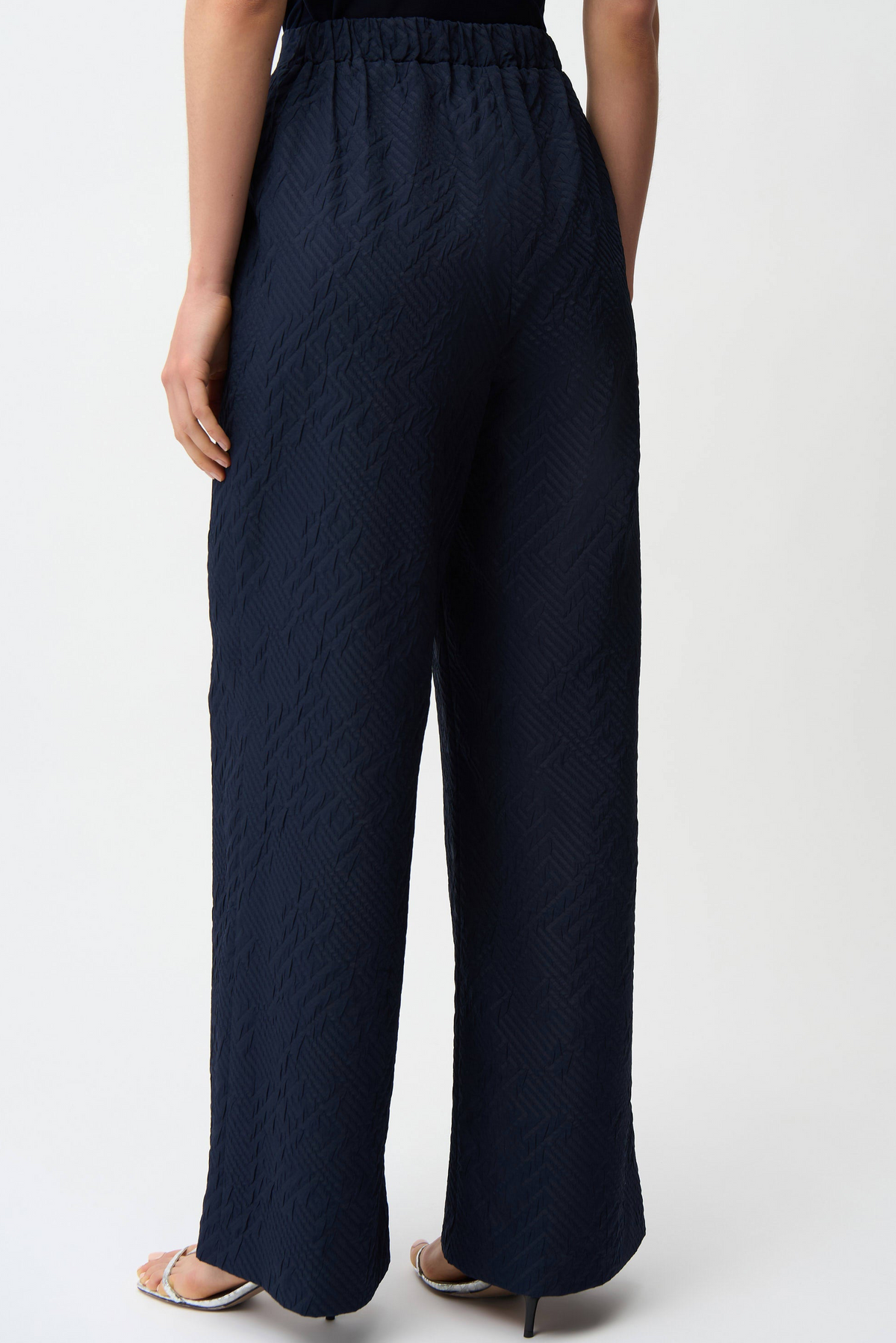 Joseph Ribkoff Jacquard Geometrical Texture Wide Leg Pull-On Pants