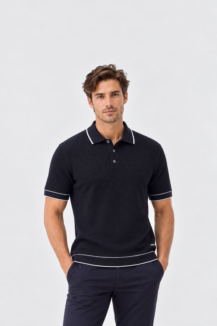 Bugatchi Black Basket Polo Sweater