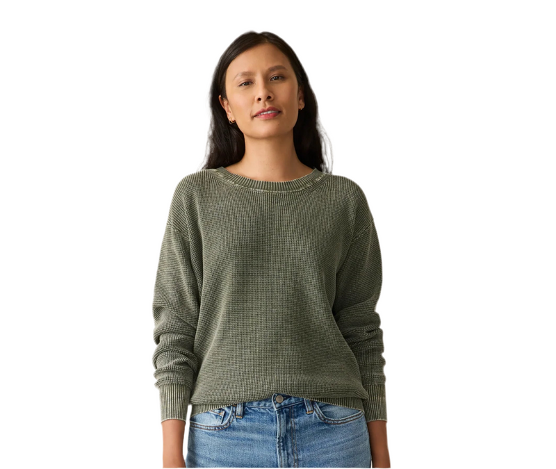 Faherty Green Sunwashed Sweater