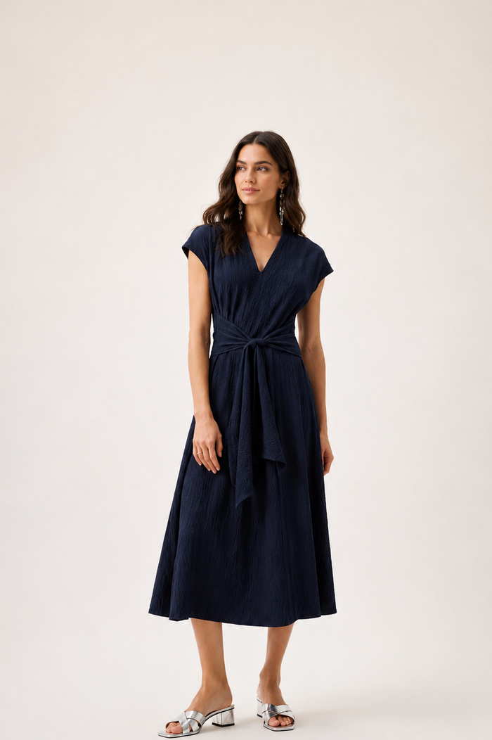 Joseph Ribkoff Woven Seersucker Fit And Flare Dress
