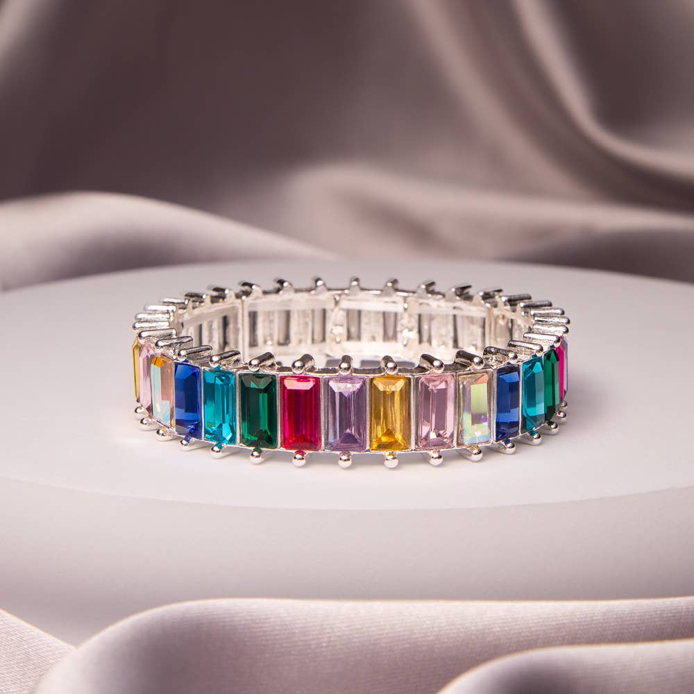 Oversize Baguette Cut Crystal Stretch Bracelet