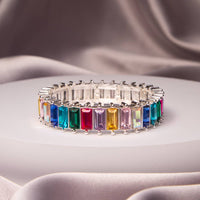 Oversize Baguette Cut Crystal Stretch Bracelet
