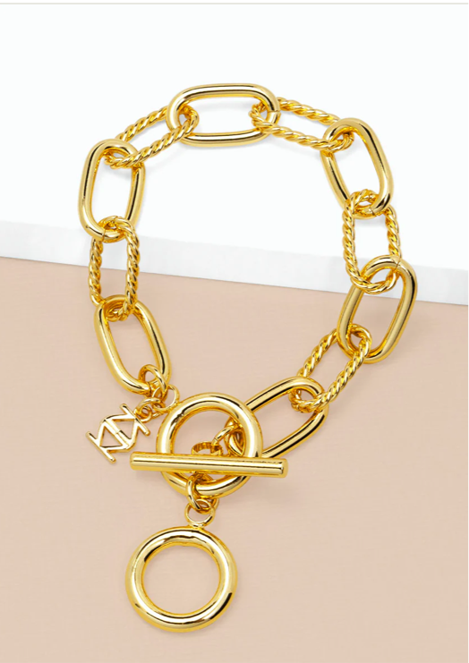 Oval and Rope Chain Toggle Bracelet