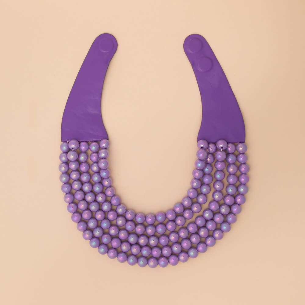 Multi-Strand Metallic Color Beaded Necklace