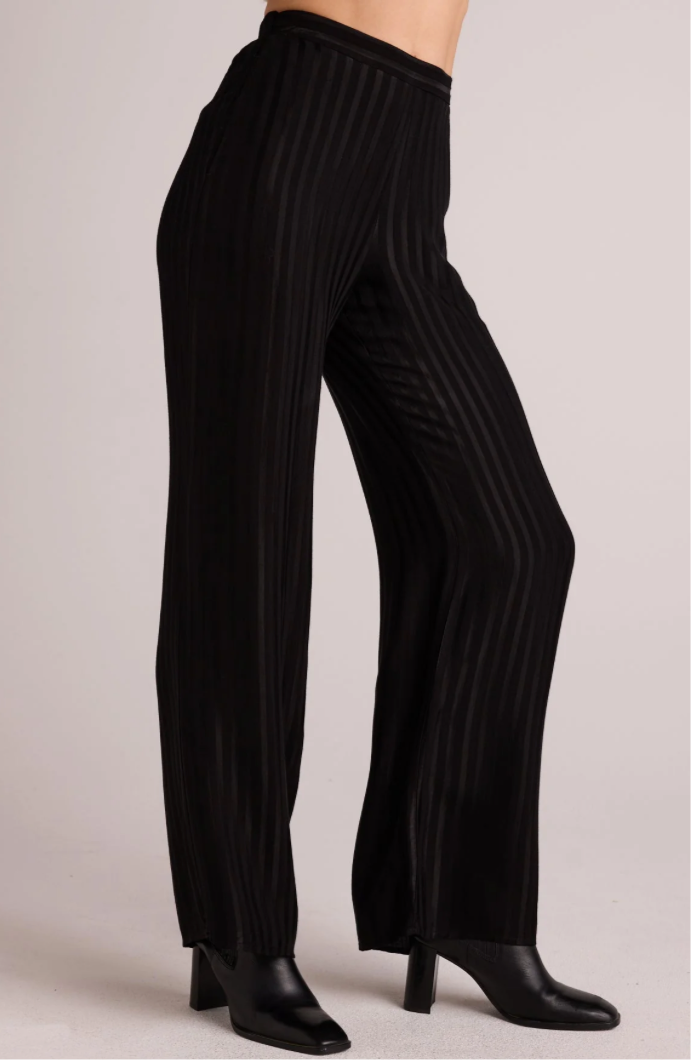 Elastic Black Wide Leg Pants