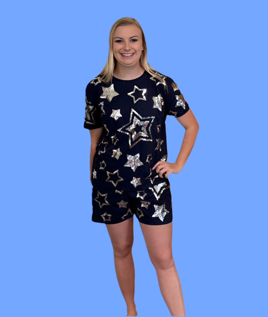 Navy Star Top