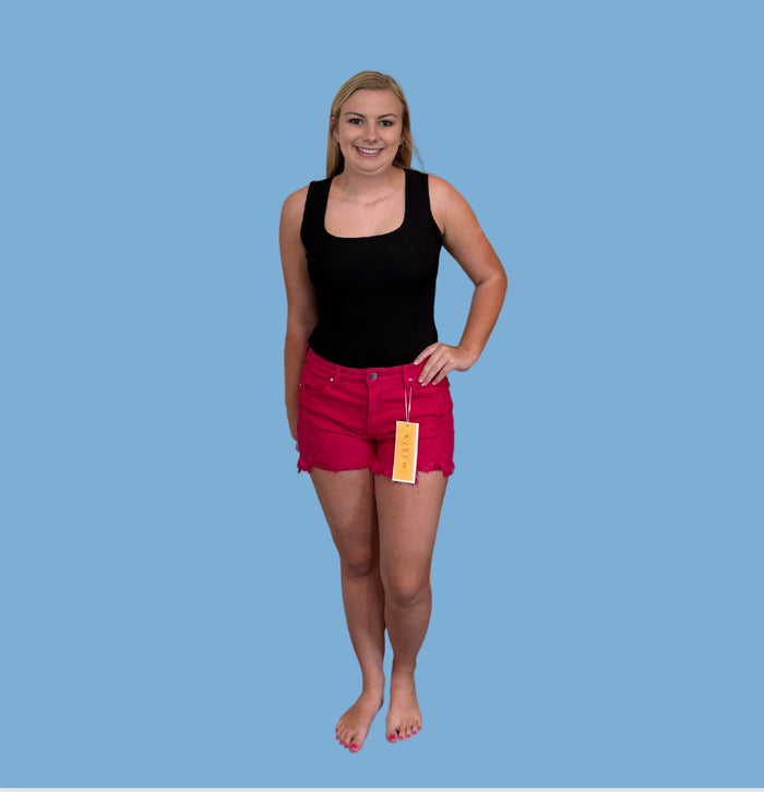 Fuchsia Frayed Risen Shorts