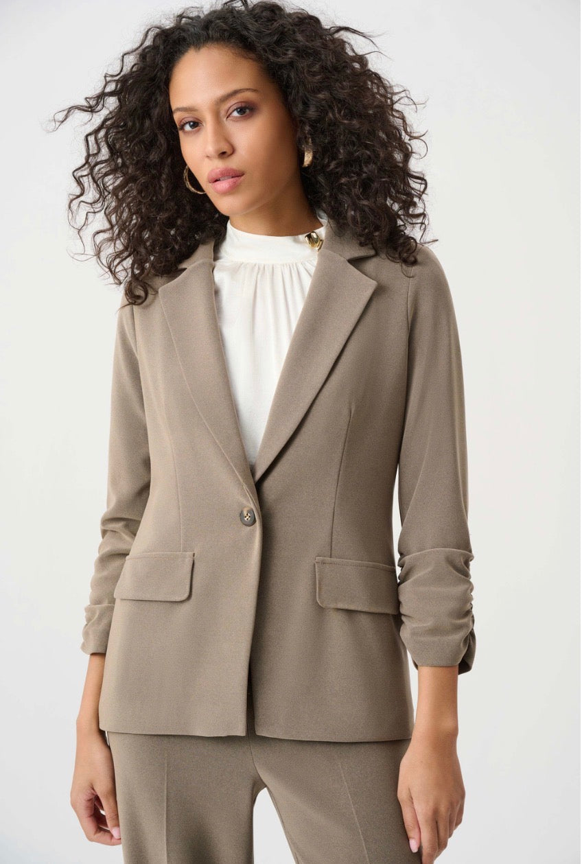 Melange Silky Knit Straight Blazer