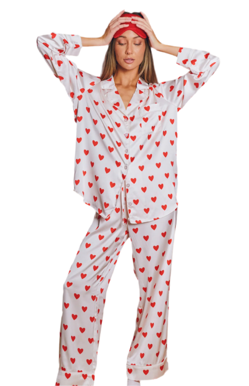 Show Me Your MuMu Heart Silk Pj Set