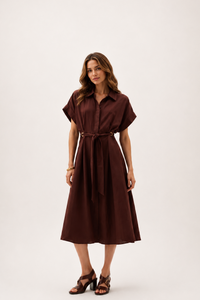 Joseph Ribkoff Linen Blend Fit And Flare Shirt Dress With Sash