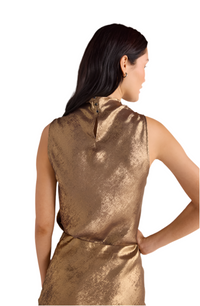 Bella Dahl Cowl Neck Top- Gold Metallic