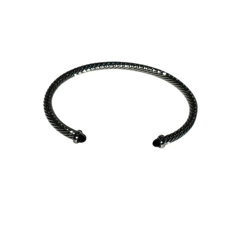 Silver Black Tip Cable Bracelet