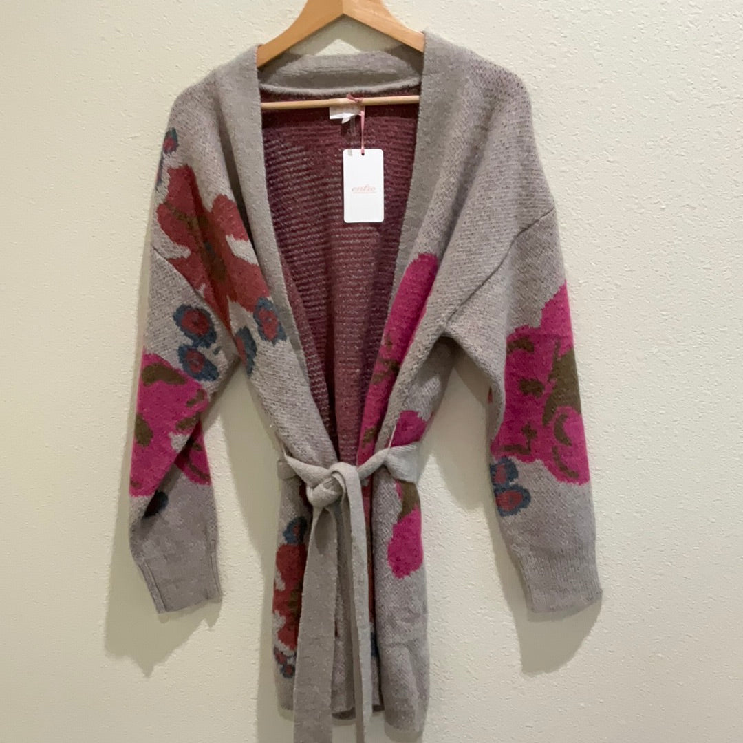 Taupe Flower Entro Cardigan