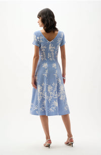 Woven Seersucker Floral Print Fit And Flare Dress