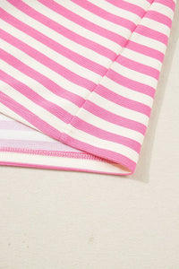 Striped Quarter-Zip Sleeveless Top & Skirt Set