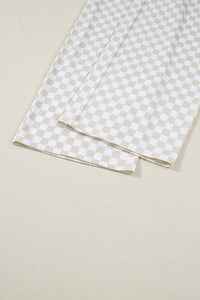 Checkered Print Half Sleeve Tee 2pcs Lounge Pant Set