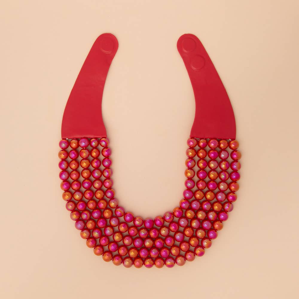 Multi-Strand Metallic Color Beaded Necklace
