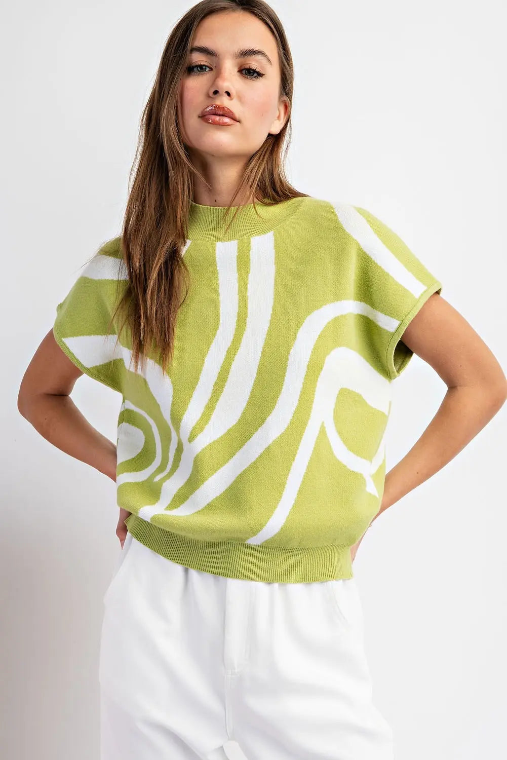 EE:SOME Swirl Mock Neck Top