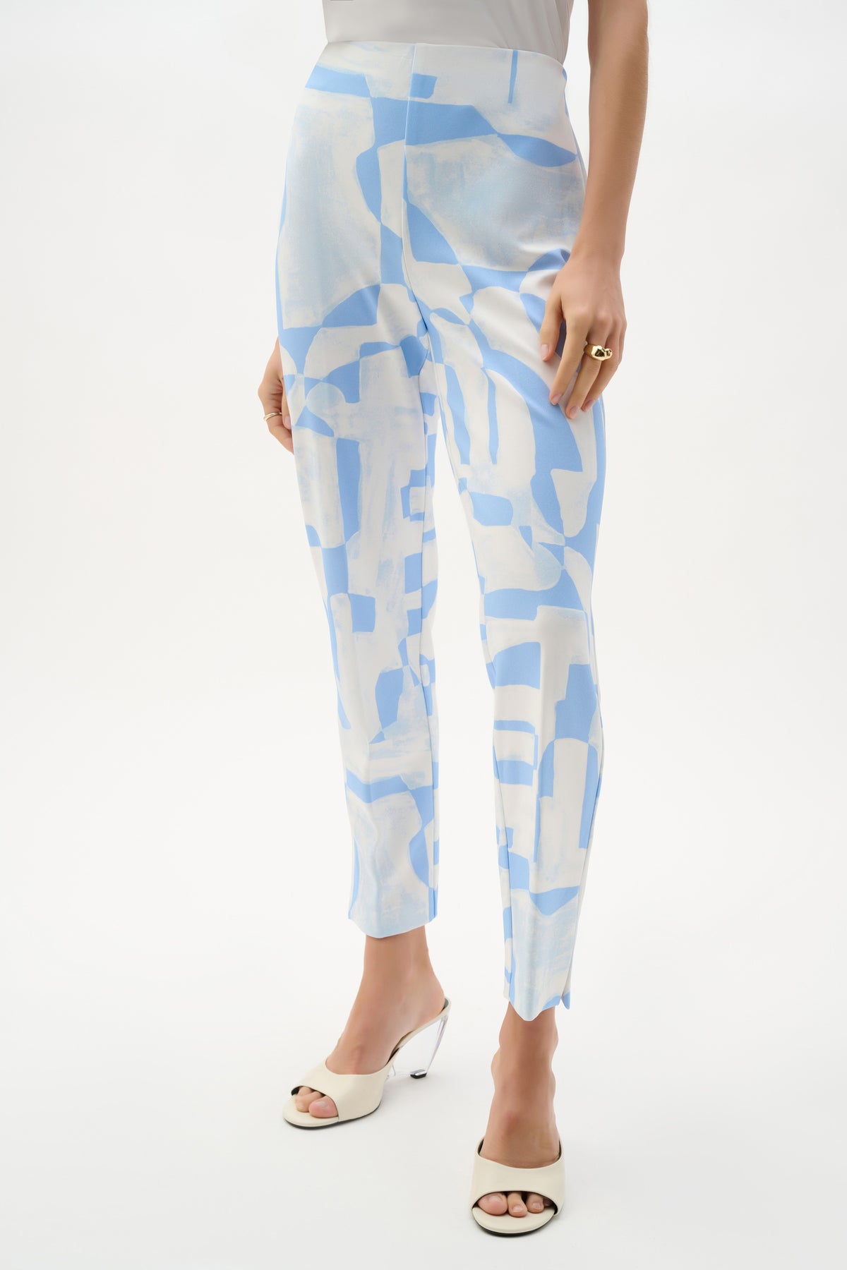 Joseph Ribkoff Silky Knit Geometric Print Straight Leg Pull-On Pants