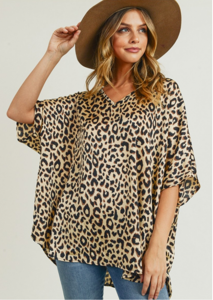 Jodifl Satin Leopard Print Top