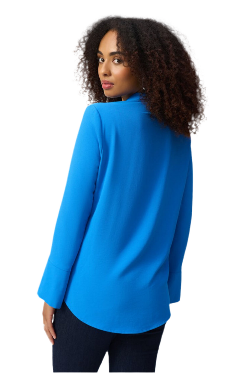 Joseph Ribkoff Coastal Blue Gauze Top With Button Detail