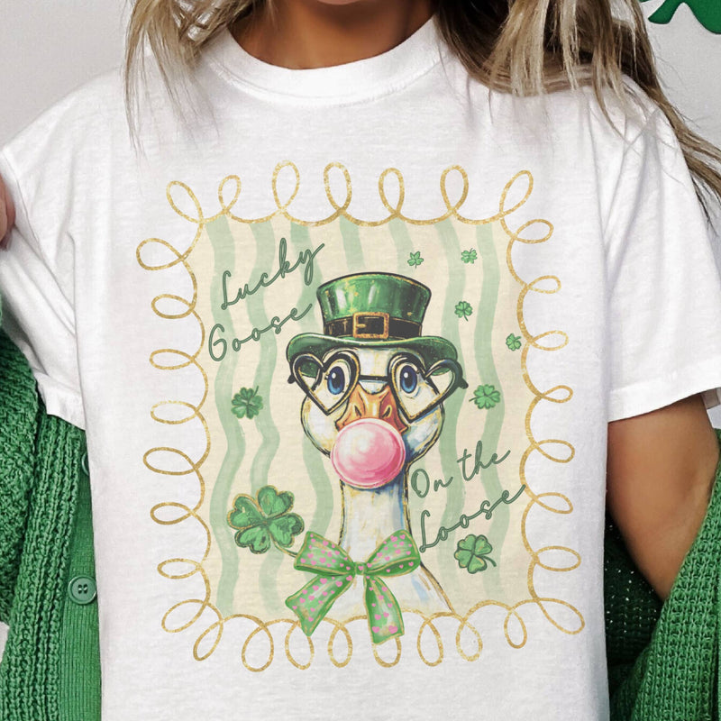 St. Patrick's Day Lucky Duck Clover Vintage Graphic Tee