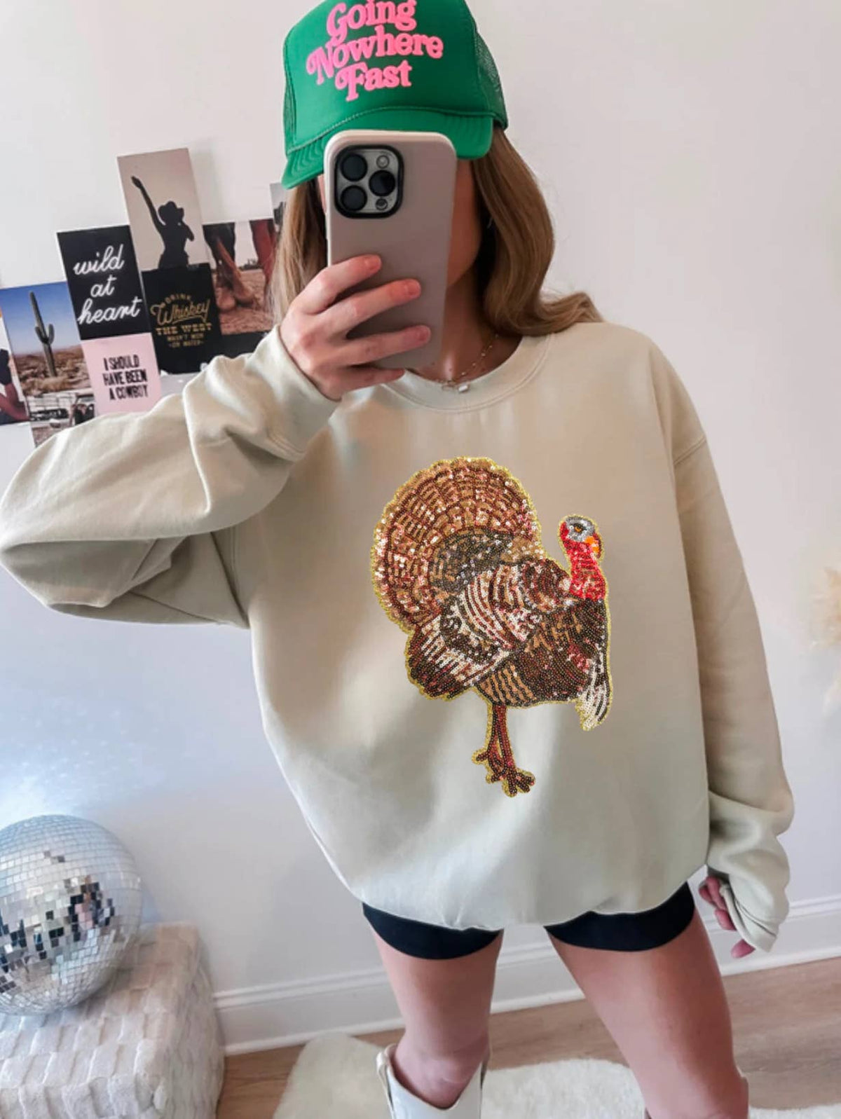 Turkey Hunting Sequins Patch Sweatshirt