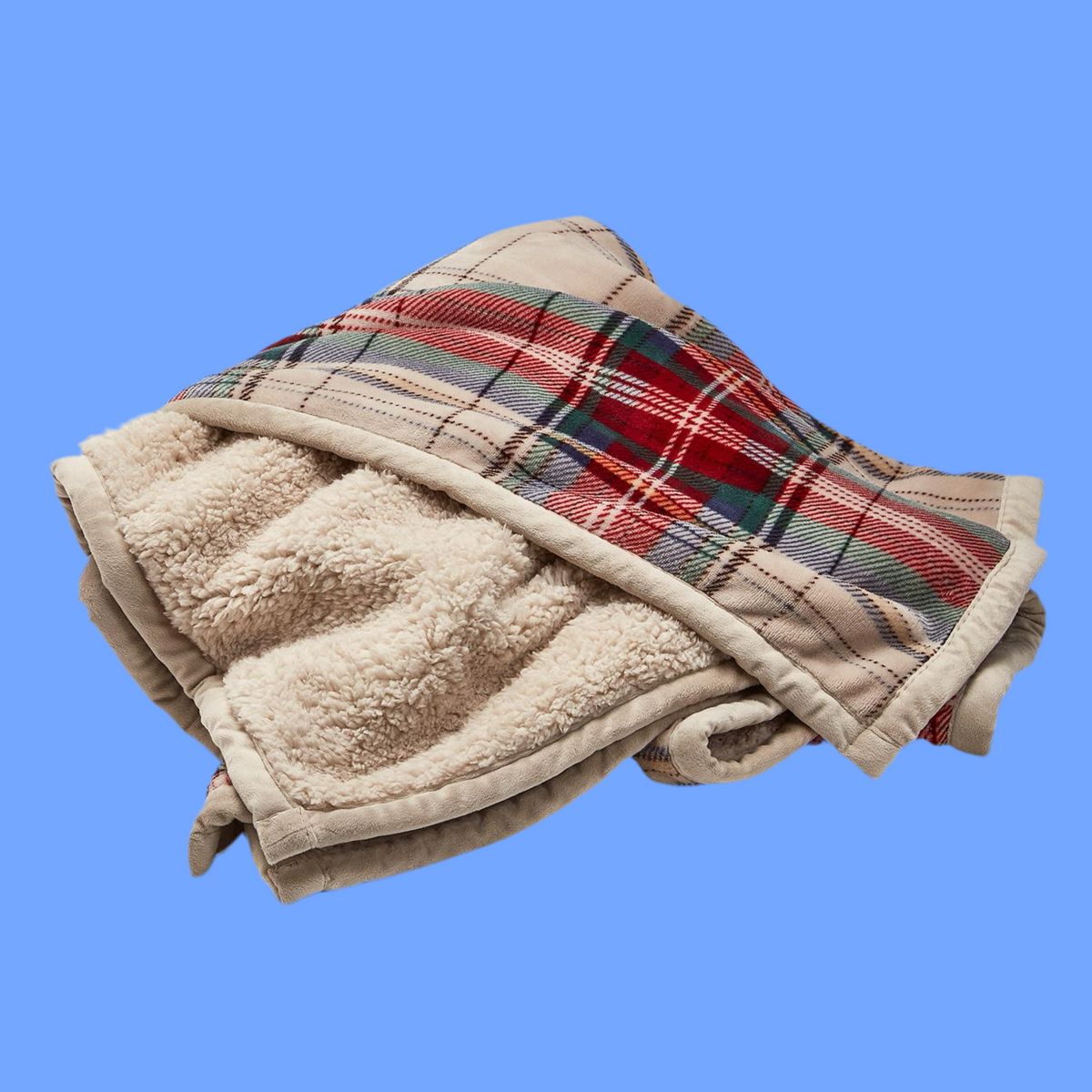 Tartan and Sherpa Double Sided Throw