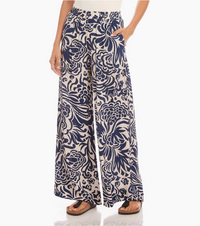 Navy Peasant Wide Leg Pants