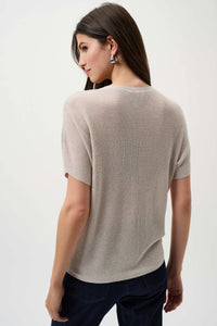 Joseph Ribkoff Metallic Knitted T-shirt with Rhinestones
