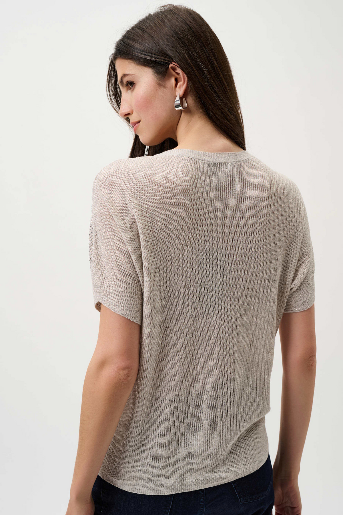 Joseph Ribkoff Metallic Knitted T-shirt with Rhinestones