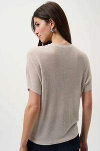 Joseph Ribkoff Metallic Knitted T-shirt with Rhinestones