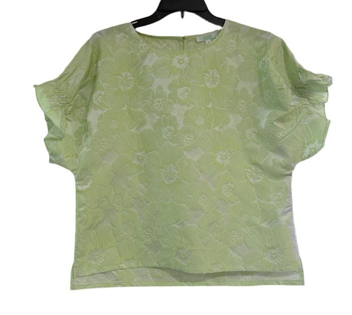 Lime Shirred Sleeve Top