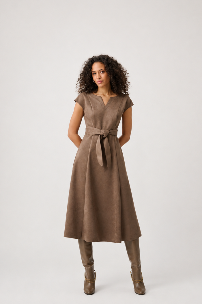 Scuba Suede Fit-and-Flare Dress
