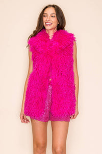 W.A.Y Mongolian Lamb Faux Fur Lapel Vest
