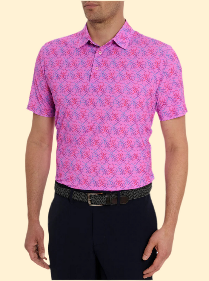 Robert Graham Pink Skull Polo