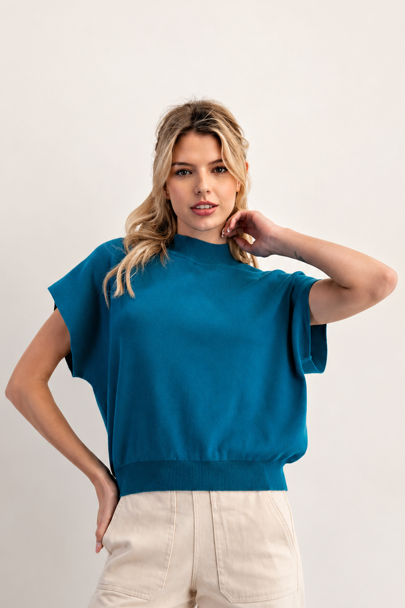 EE:SOME Mock Neck Short Sleeve Top