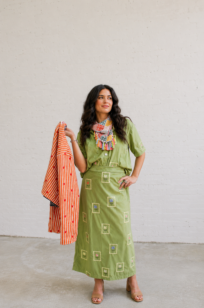 Postcard Shirt and Skirt Set