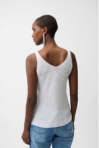 Metallic Knitted Camisole with Rhinestones- Vanilla