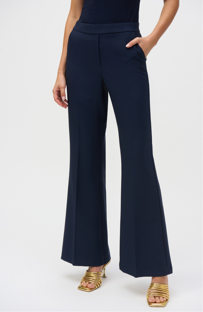 Joseph Ribkoff Navy Lux Twill Flared Pull-On Pants