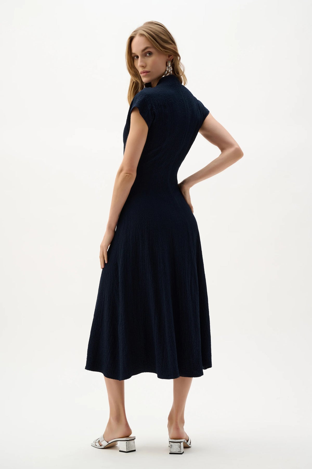 Joseph Ribkoff Woven Seersucker Fit And Flare Dress