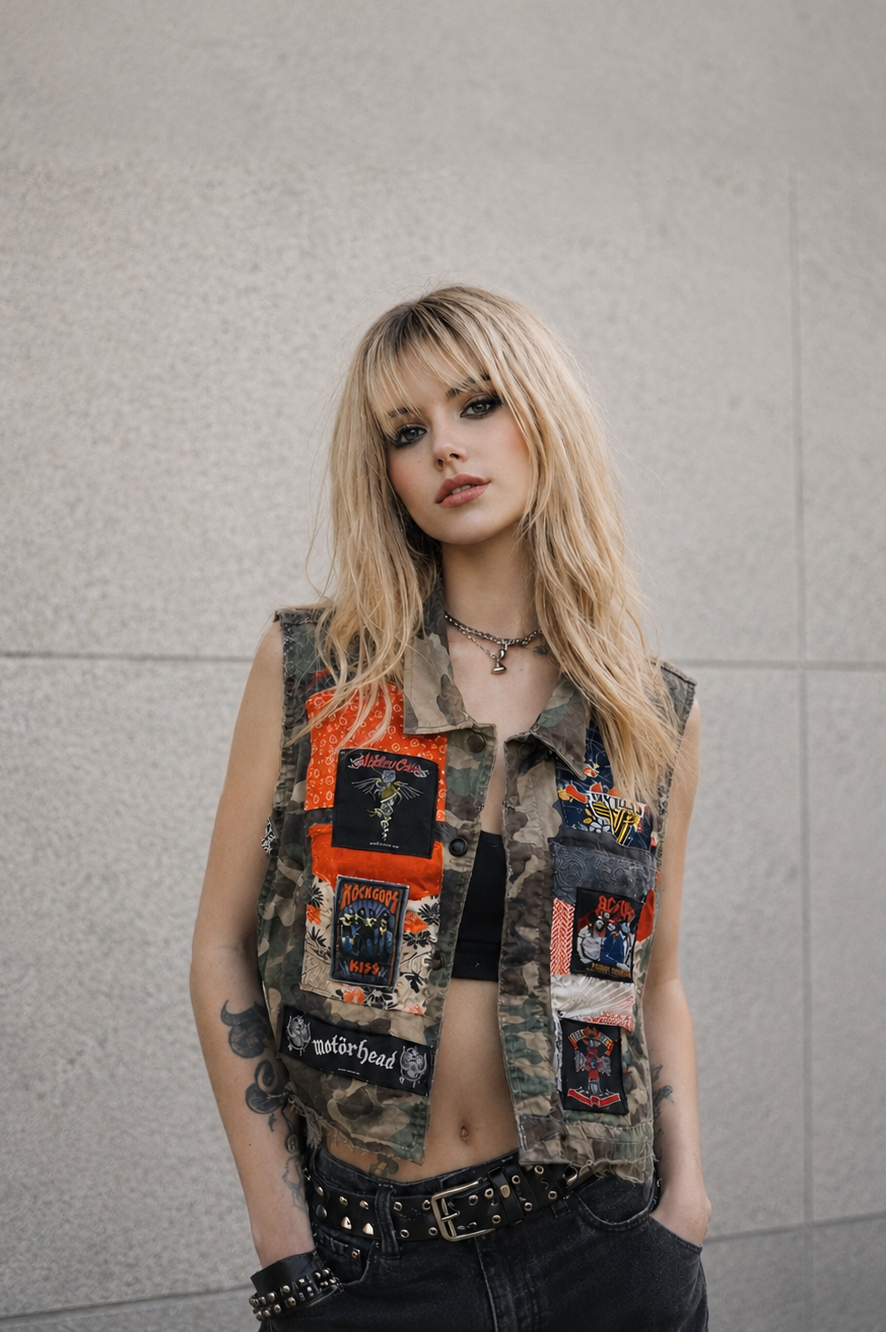 Camo Vest Mid Crop Rock - Medium
