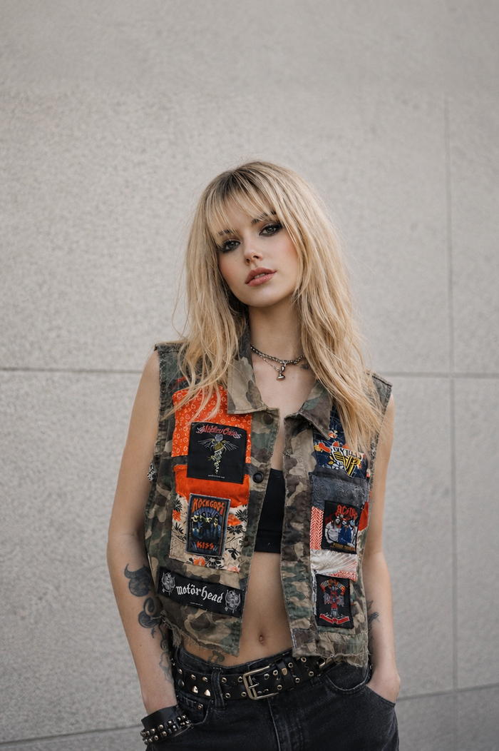 Camo Vest Mid Crop Rock - Medium