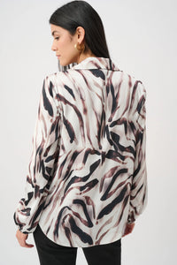 Recycled Satin Animal Print Draped Blouse
