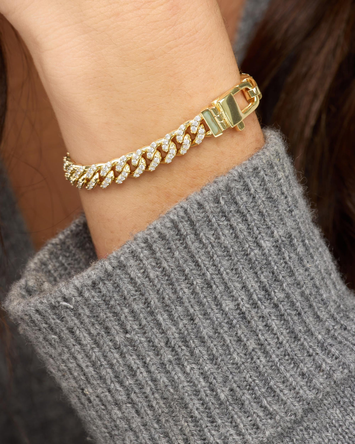 Pavé Julian Cuban Chain Bracelet - Gold
