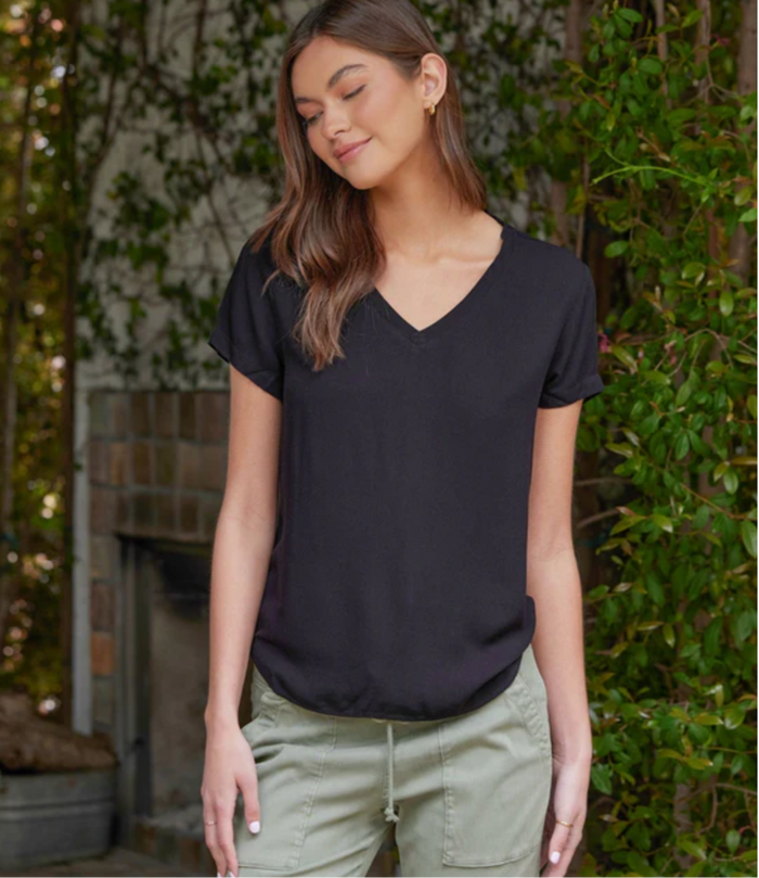 Bella Dahl Vintage Black V-Neck Tee
