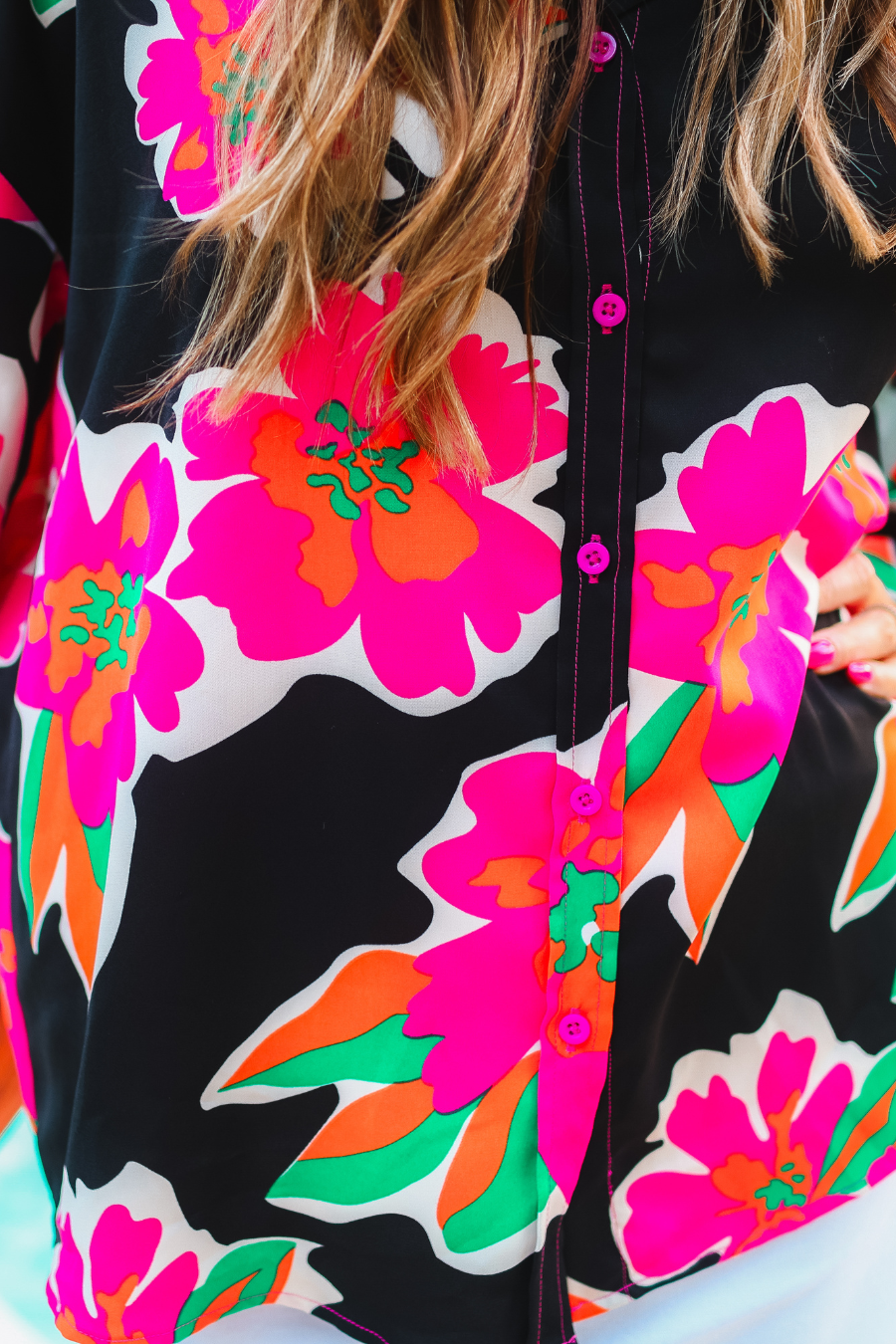 Slip Into Floral Button Up Top