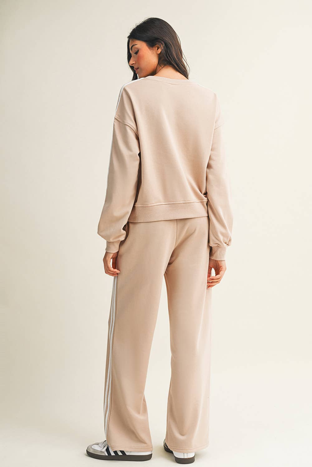 LDC Striped Crewneck Pullover Sweatpants 2pcs Outfit