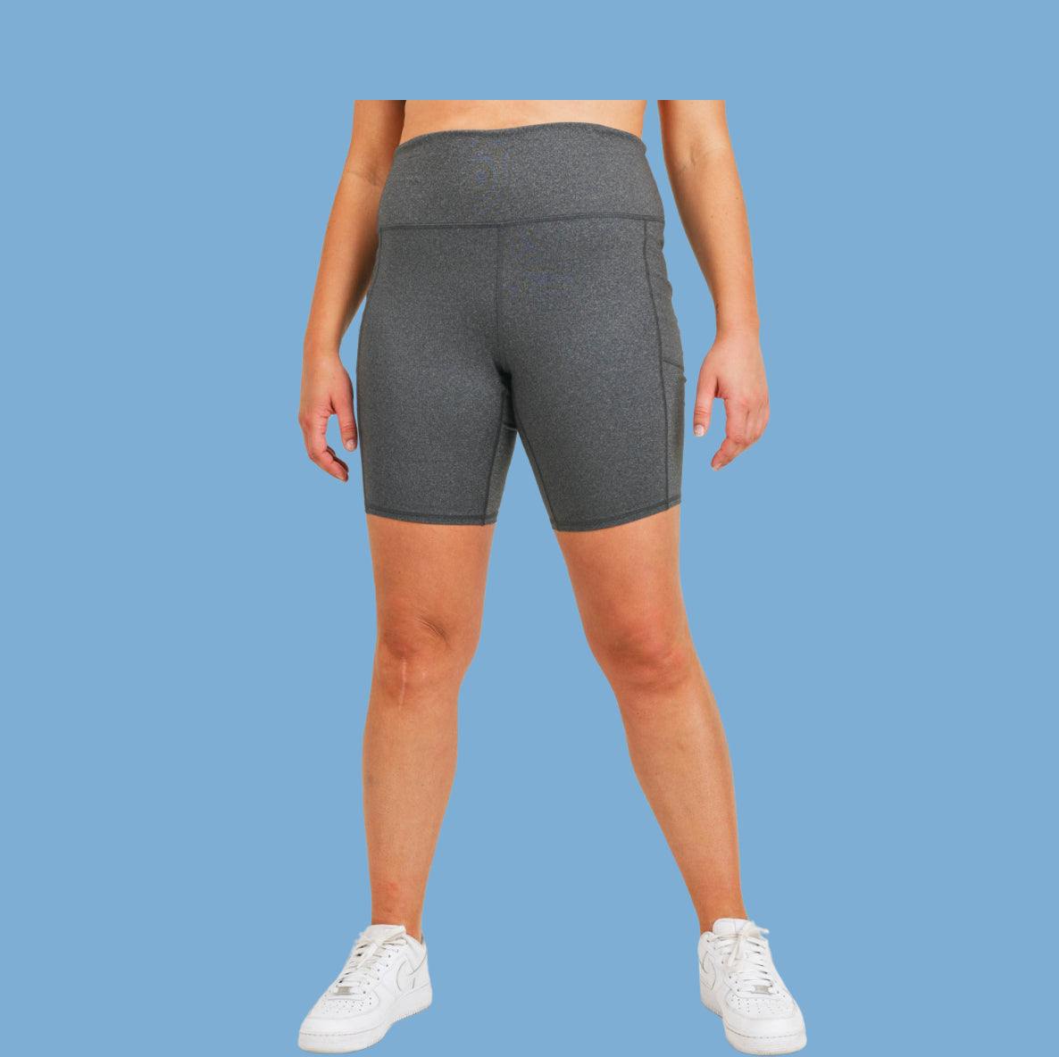 Curvy Gray Biker Shorts